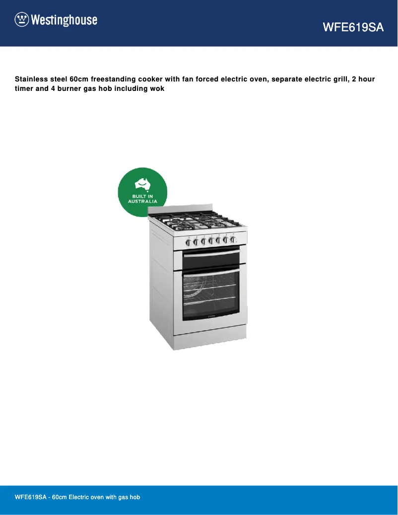 Image de la première page du manuel de l'appareil WFE619SA