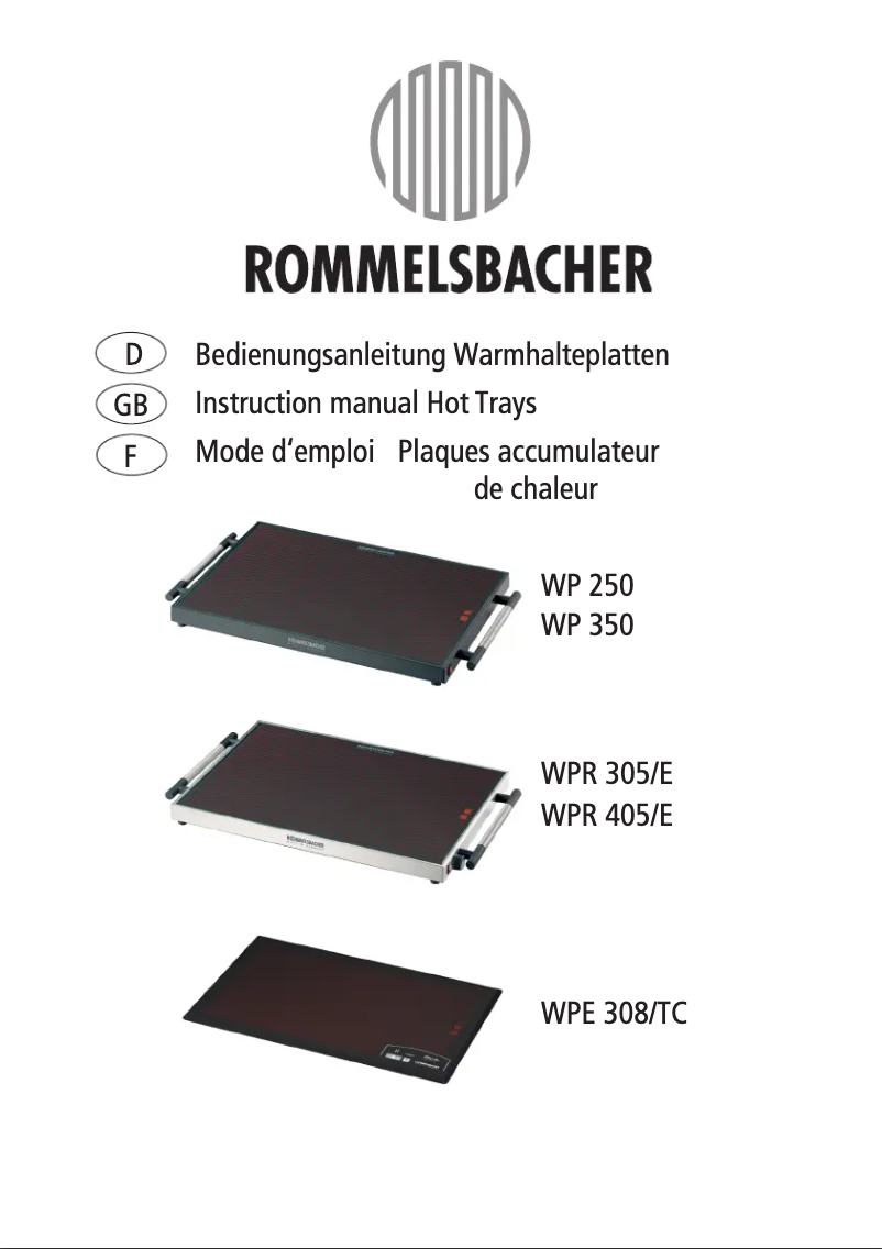 Page 1 de la notice Manuel utilisateur Rommelsbacher WPR 405/E