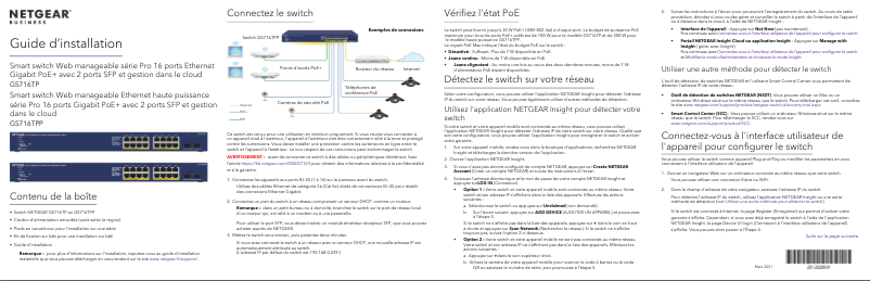 Page n°1 - Guide d'installation Netgear GS716TP