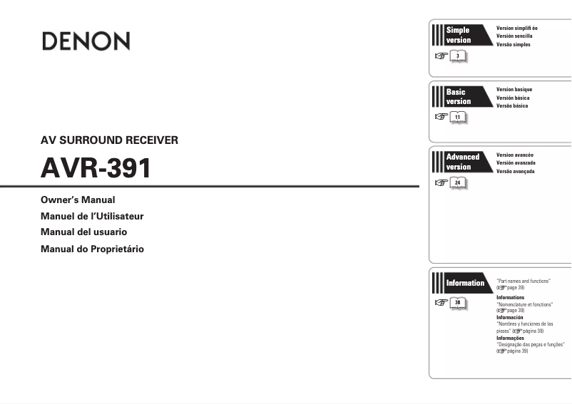 Page n°1 - Manuel utilisateur Denon AVR-391