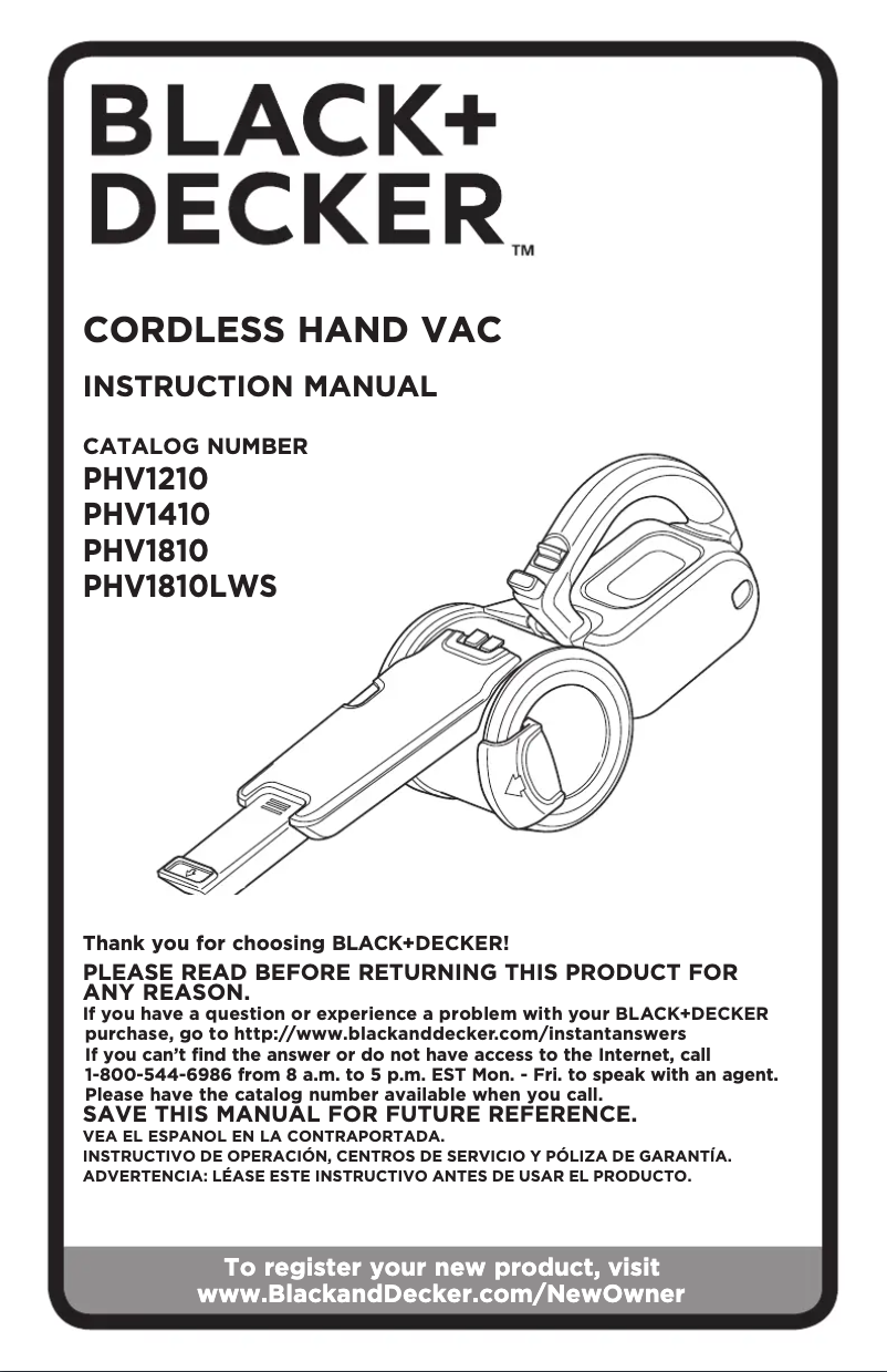 Page n°1 - Manuel utilisateur Black & Decker PHV1810