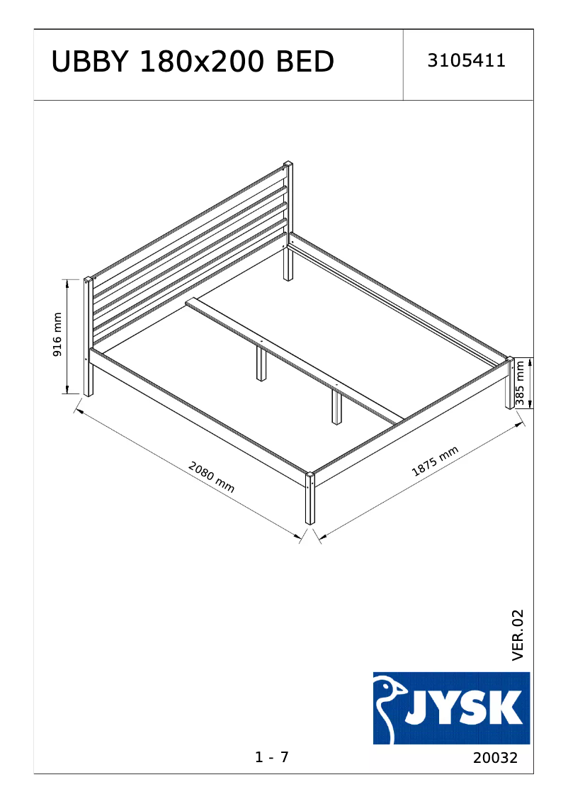 Página 1 del manual Manual de usuario JYSK Ubby (180x200)