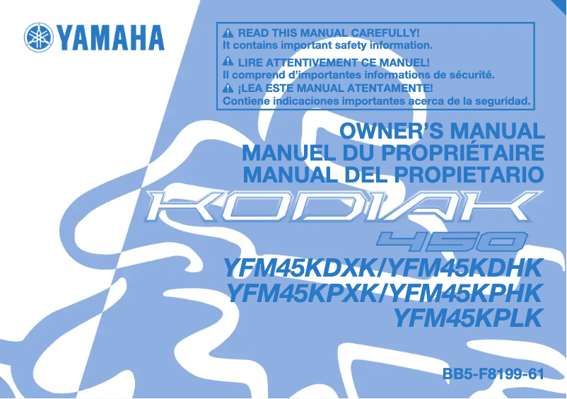 Image de la première page du manuel de l'appareil Kodiak 450 (2019)
