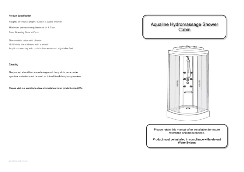 Image de la première page du manuel de l'appareil Hydromassage Shower Cabin