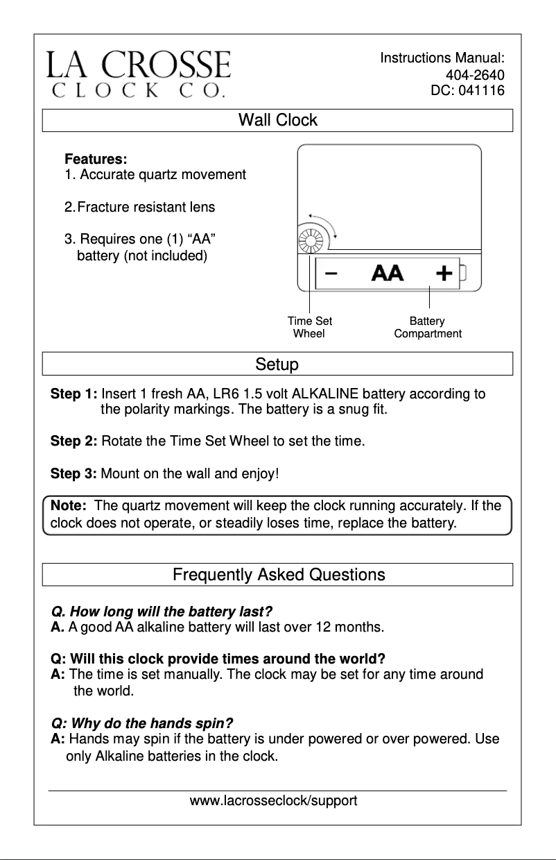 Page 1 de la notice Manuel utilisateur La Crosse Technology 404-2640
