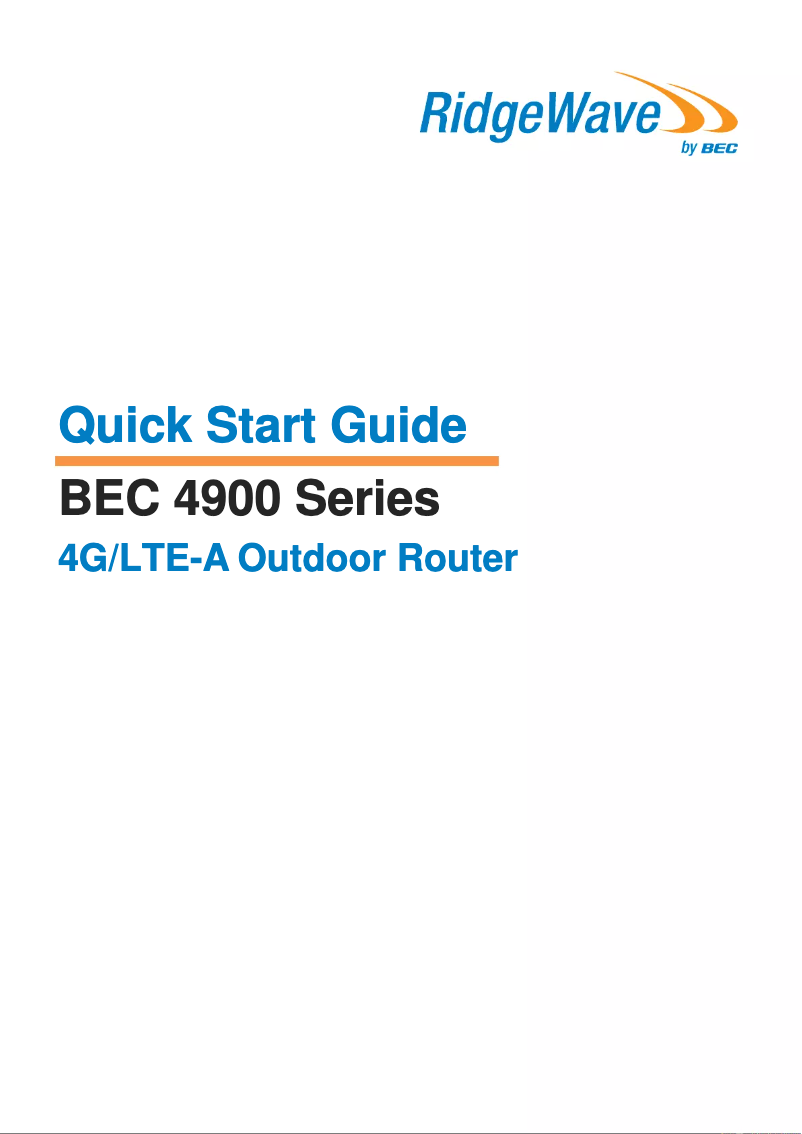 Page n°1 - Manuel utilisateur BEC Technologies RidgeWave 4900R21