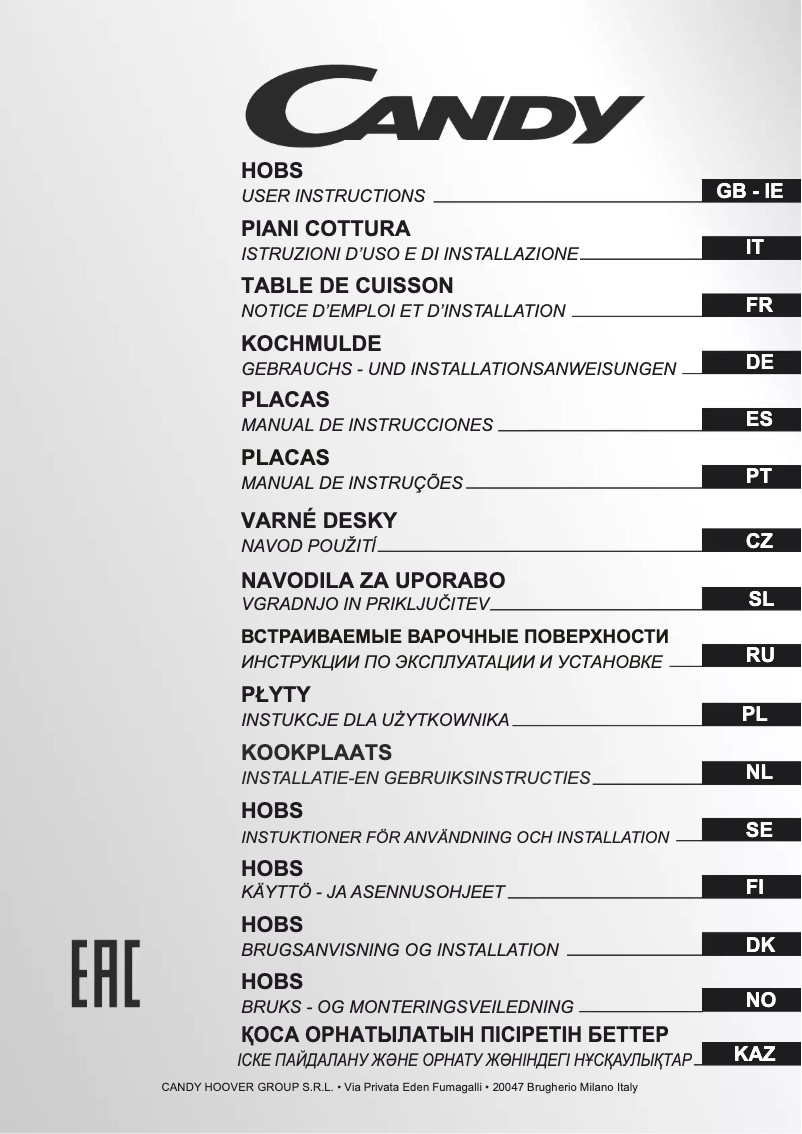 Page n°1 - Manuel utilisateur Candy CHC640C