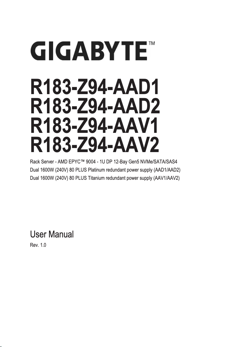 Image de la première page du manuel de l'appareil R183-Z94