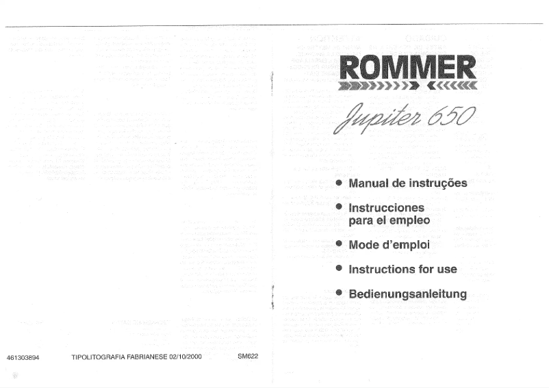 Page 1 de la notice Manuel utilisateur Rommer JUPITER 650