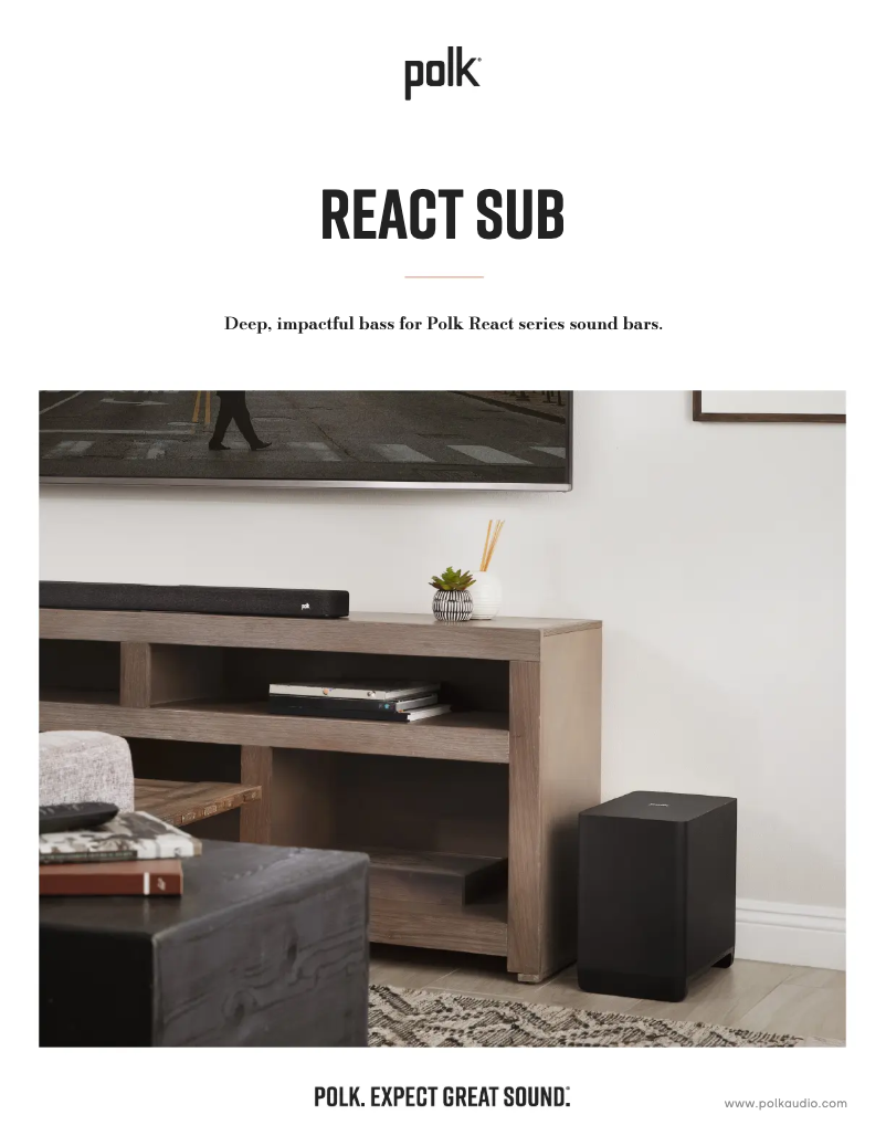 Page 1 de la notice Fiche technique Polk React Sub