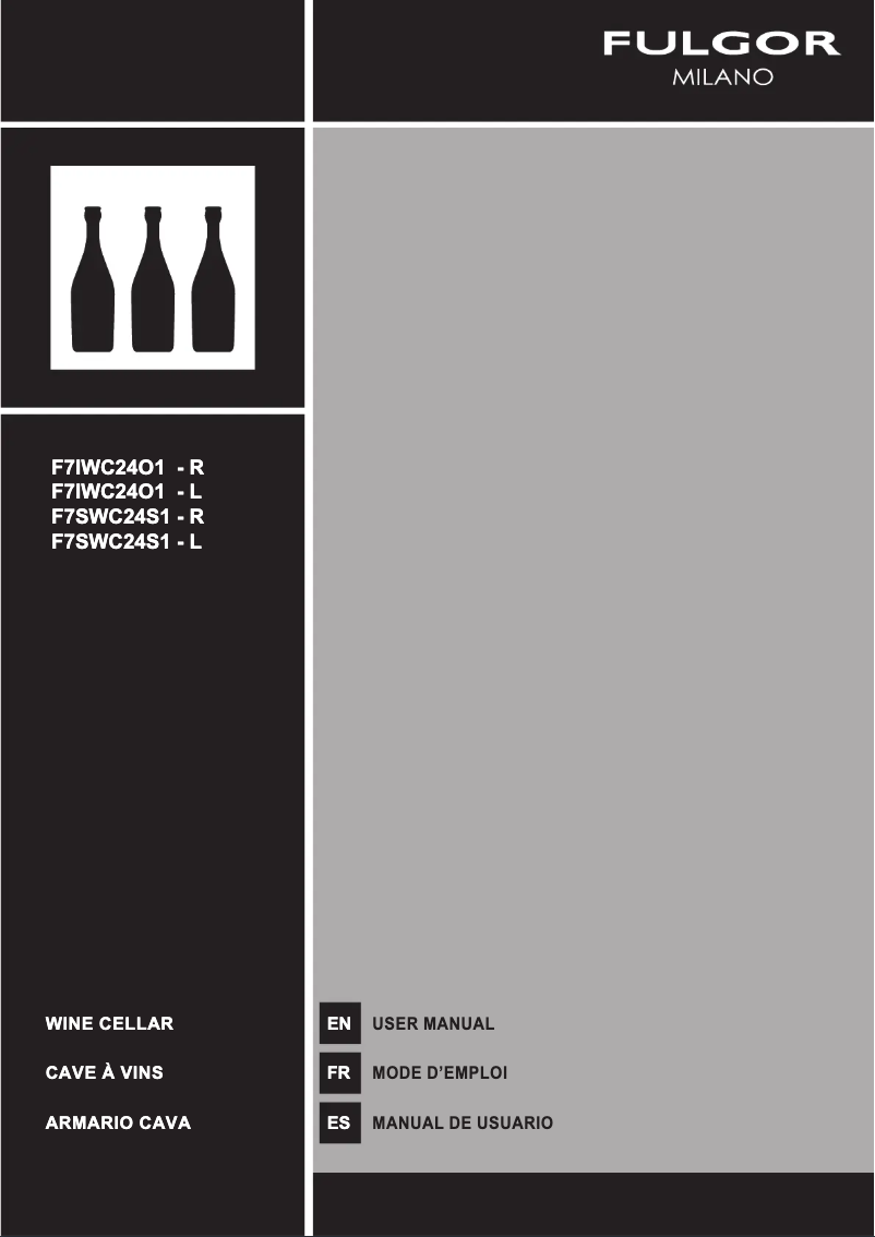 Page 1 de la notice Manuel utilisateur Fulgor Milano F7IWC24O1-R