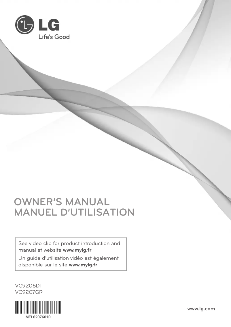 Page 1 de la notice Manuel utilisateur LG VC9206DT