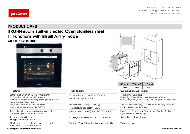 Page 1 de la notice Fiche technique Bröhn BRO6010FP
