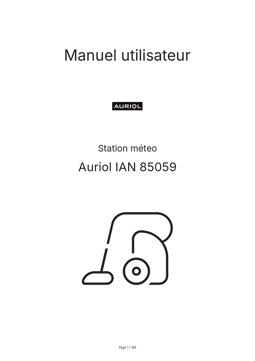 Page 1 de la notice Manuel utilisateur Auriol IAN 85059