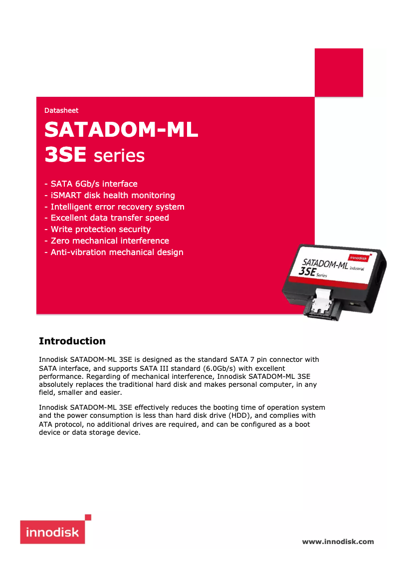 Page n°1 - Manuel utilisateur Innodisk SATADOM-ML 3SE