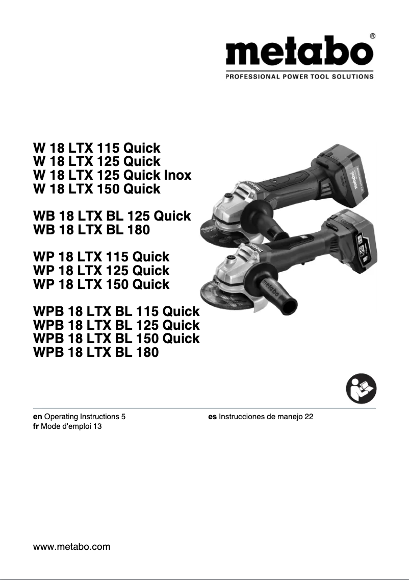 Página 1 del manual Manual de usuario Metabo WP 18 LTX 115