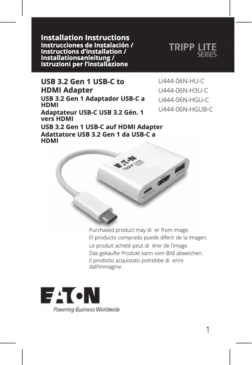 Page 1 de la notice Manuel utilisateur Tripp Lite U444-06N-HGU-C
