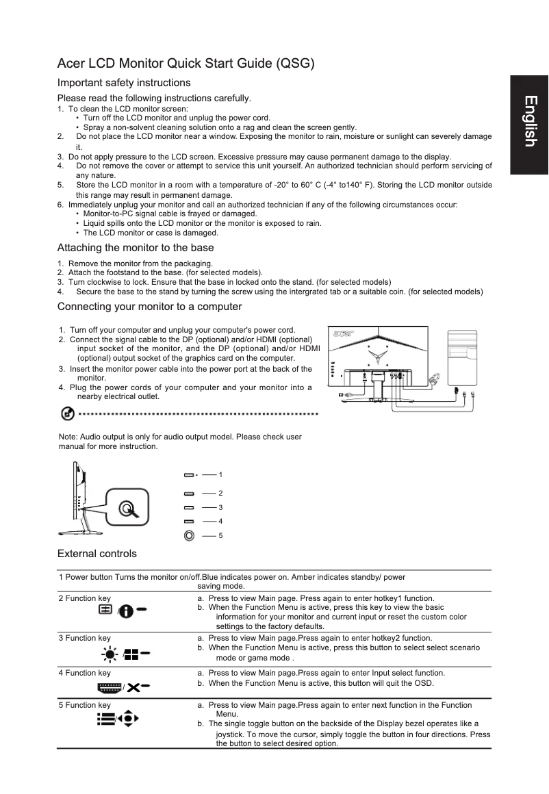 Page n°1 - Guide de démarrage rapide Acer KG242YS3