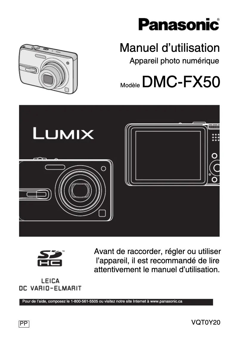 Image de la première page du manuel de l'appareil Lumix DMC-FX50