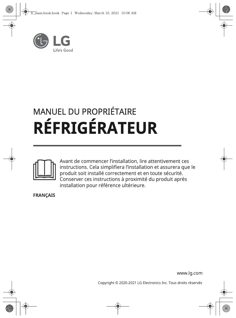 Page 1 de la notice Manuel utilisateur LG GC-F411EQDM