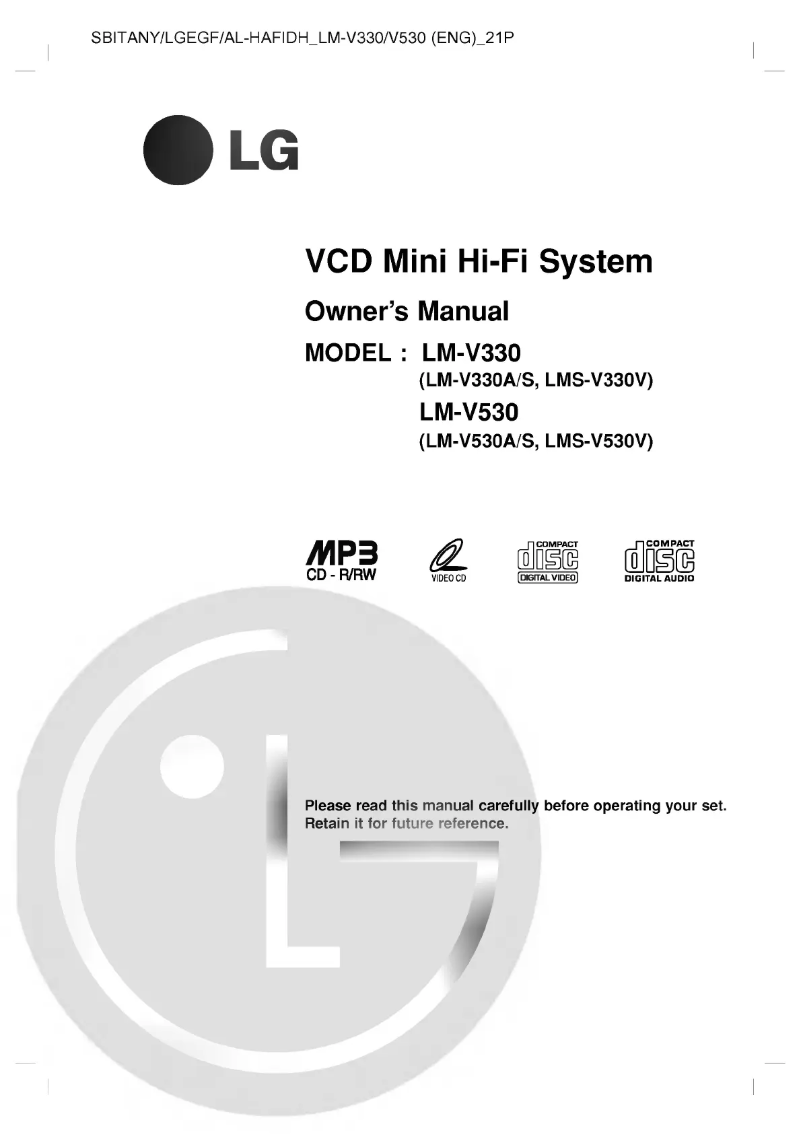 Imagen de la primera página del manual del dispositivo LM-V330A