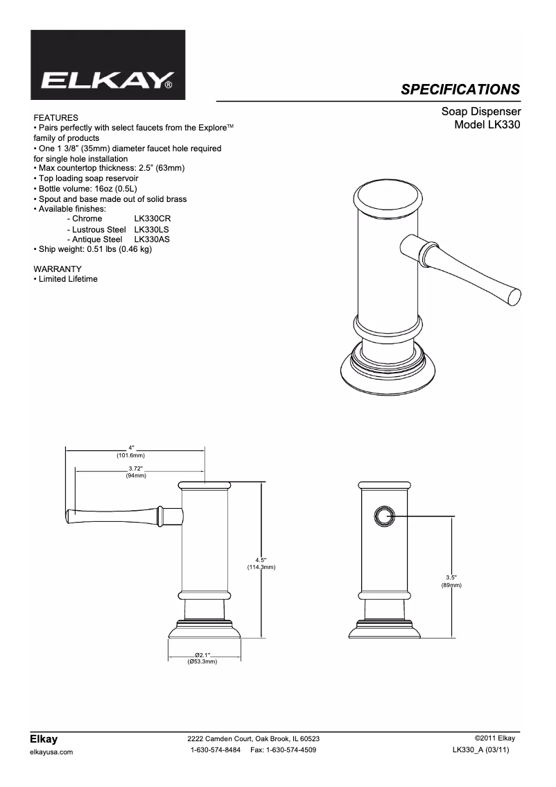 Image de la première page du manuel de l'appareil LK330AS