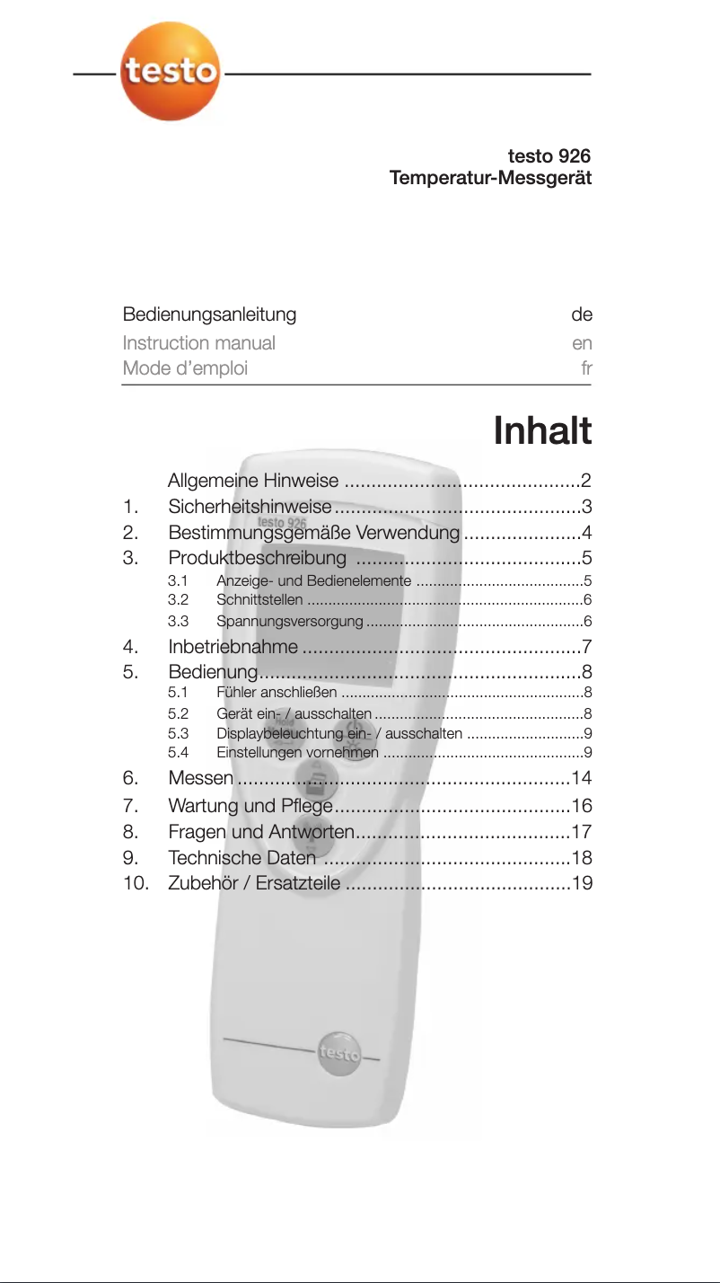 Image de la première page du manuel de l'appareil 926