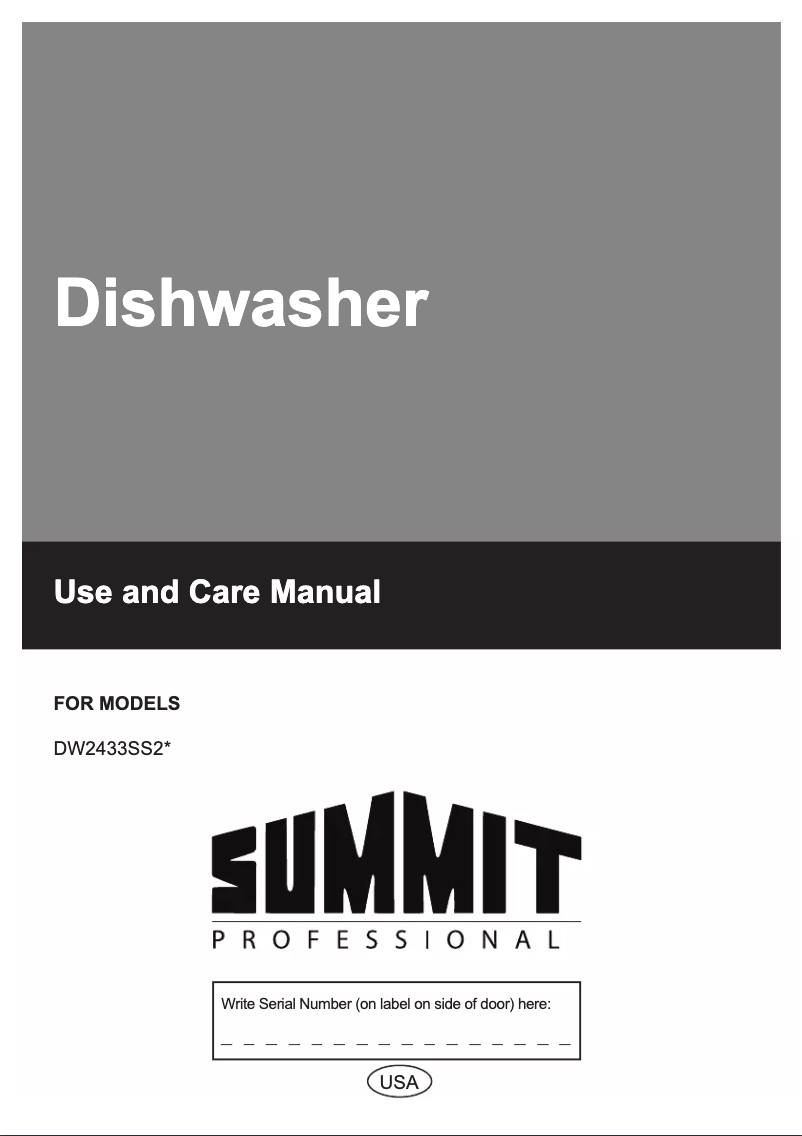Page 1 de la notice Manuel utilisateur Summit DW2433SS2