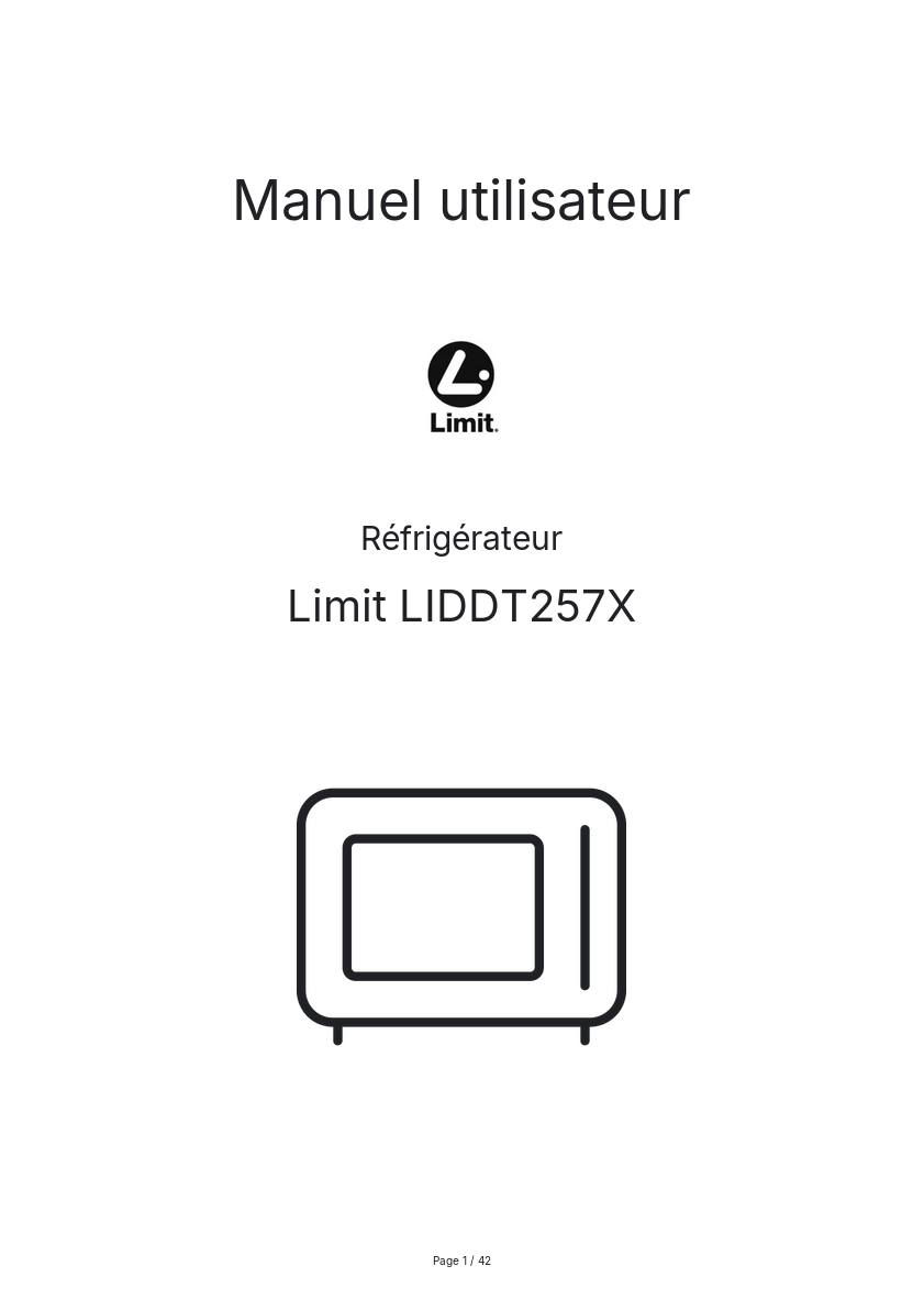 Page n°1 - Manuel utilisateur Limit LIDDT257X