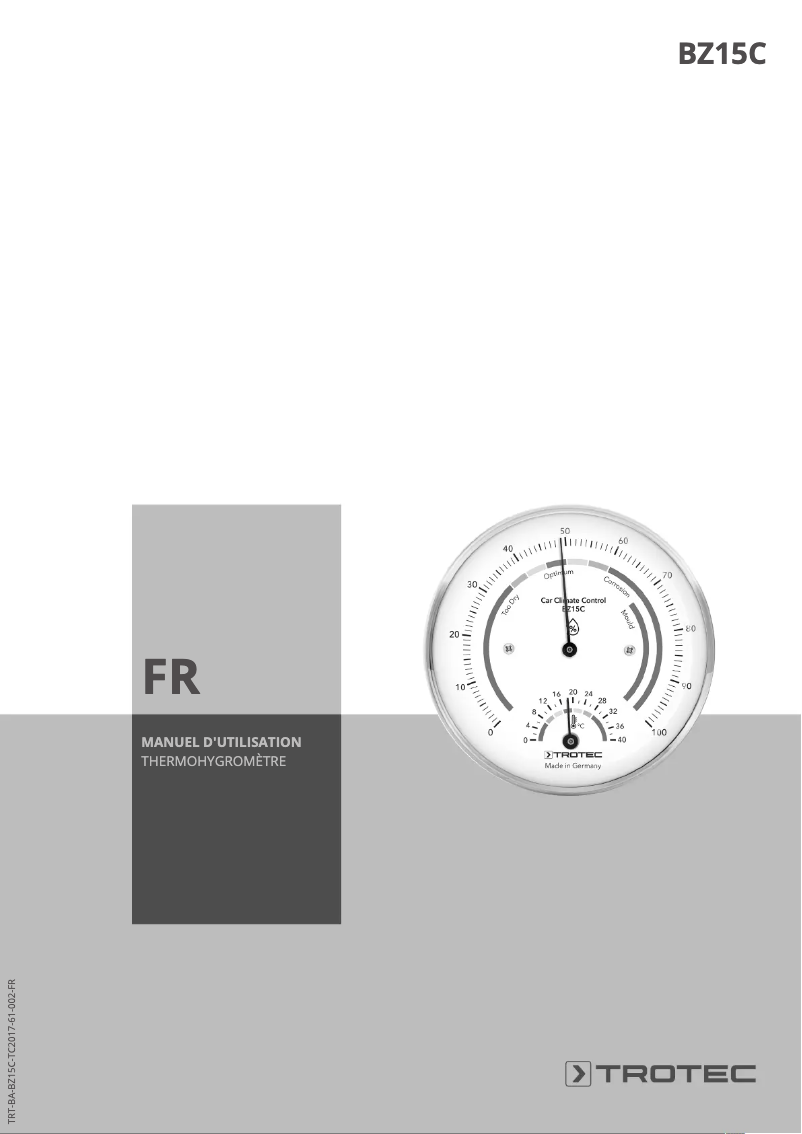 Page 1 de la notice Manuel utilisateur Trotec BZ15C