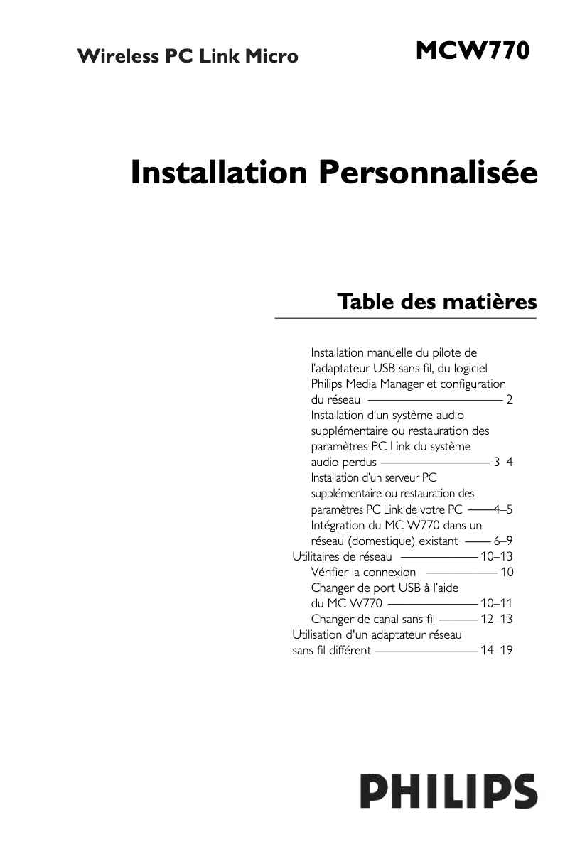 Page n°1 - Manuel utilisateur Philips MCW770