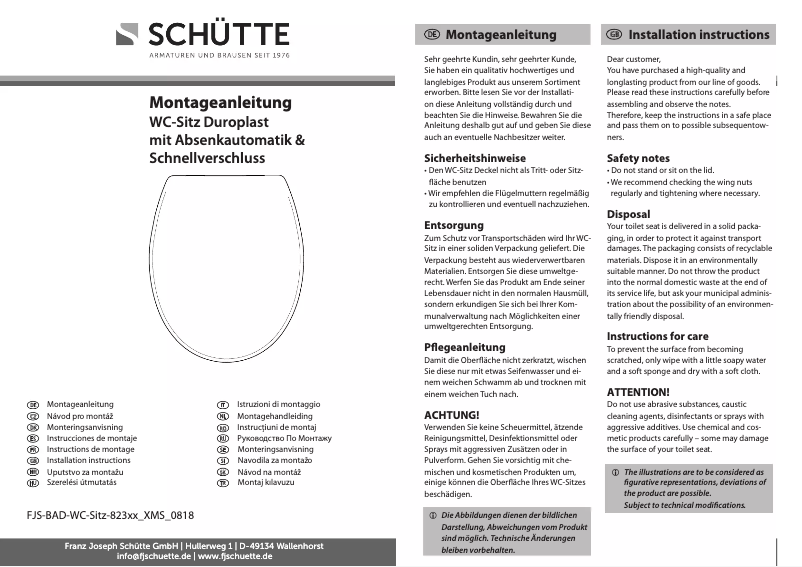Page n°1 - Manuel utilisateur Schütte Grey 82302