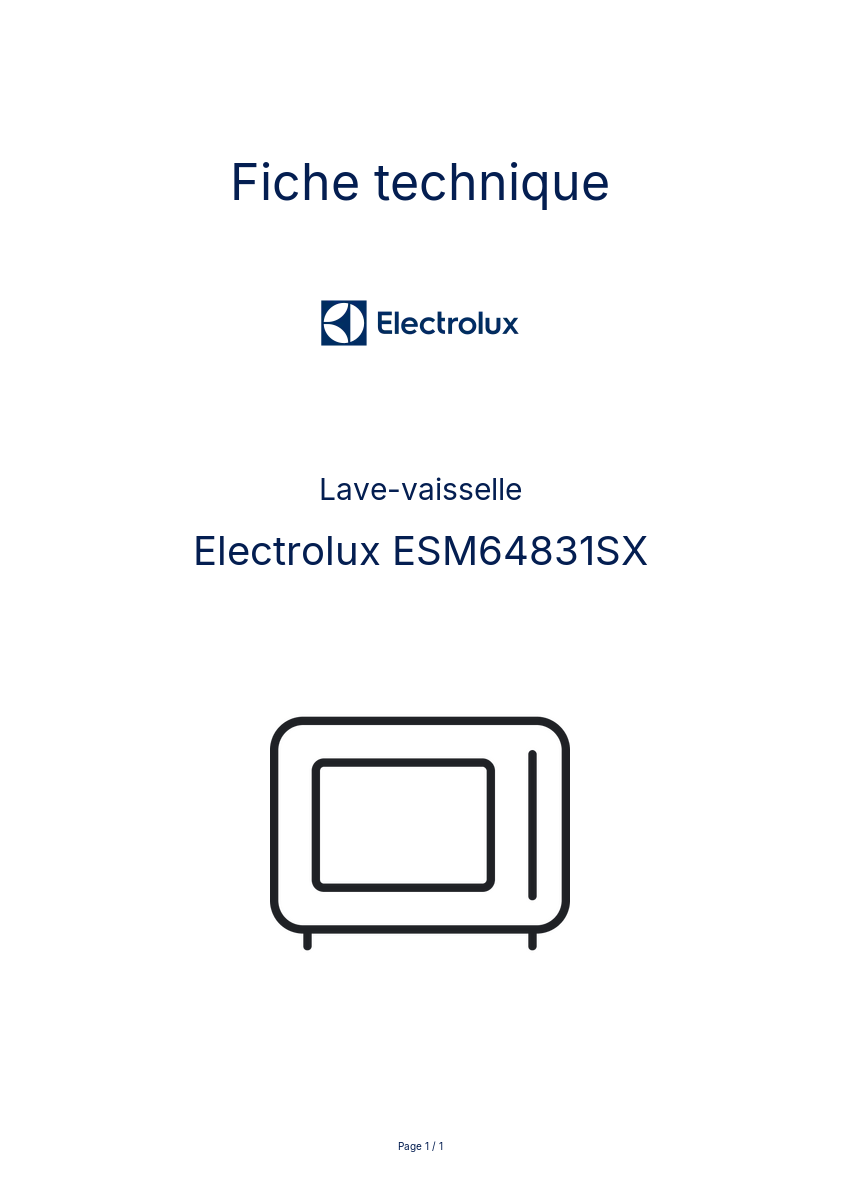 Page n°1 - Fiche technique Electrolux ESM64831SX