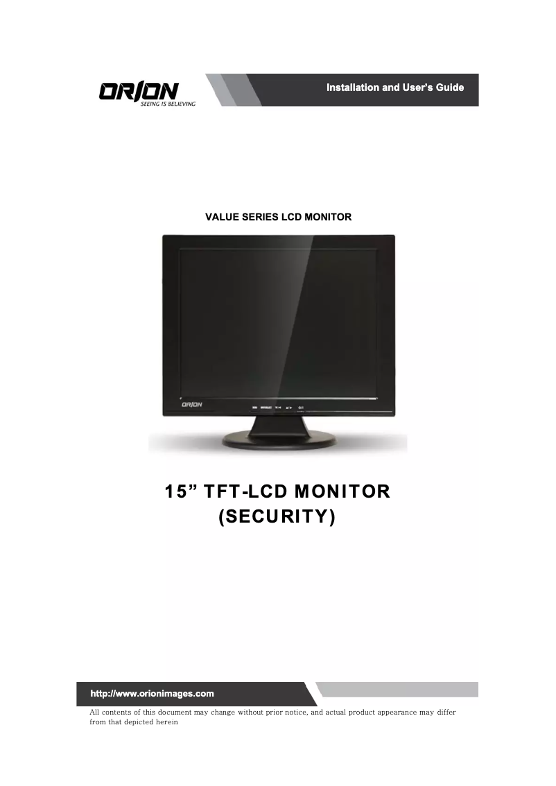 Page 1 de la notice Manuel utilisateur Orion Value 15RTV