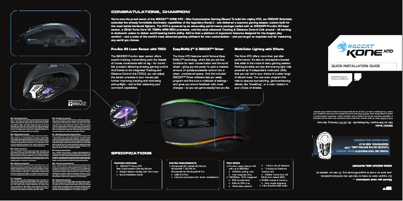 Page 1 de la notice Manuel utilisateur Roccat Kone XTD