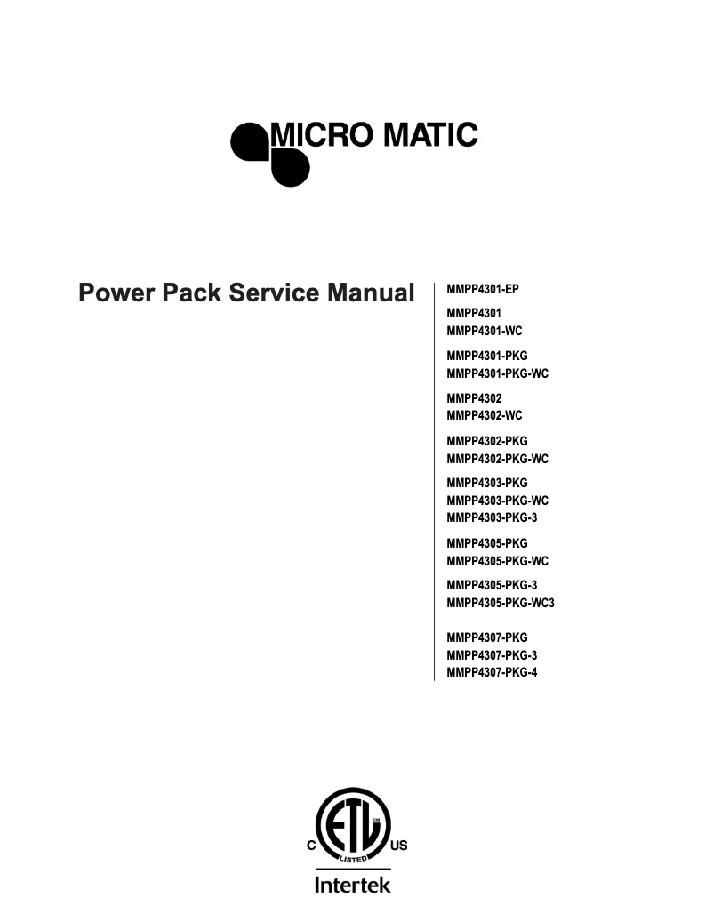 Page n°1 - Manuel utilisateur Micro Matic MMPP4307-PKG3
