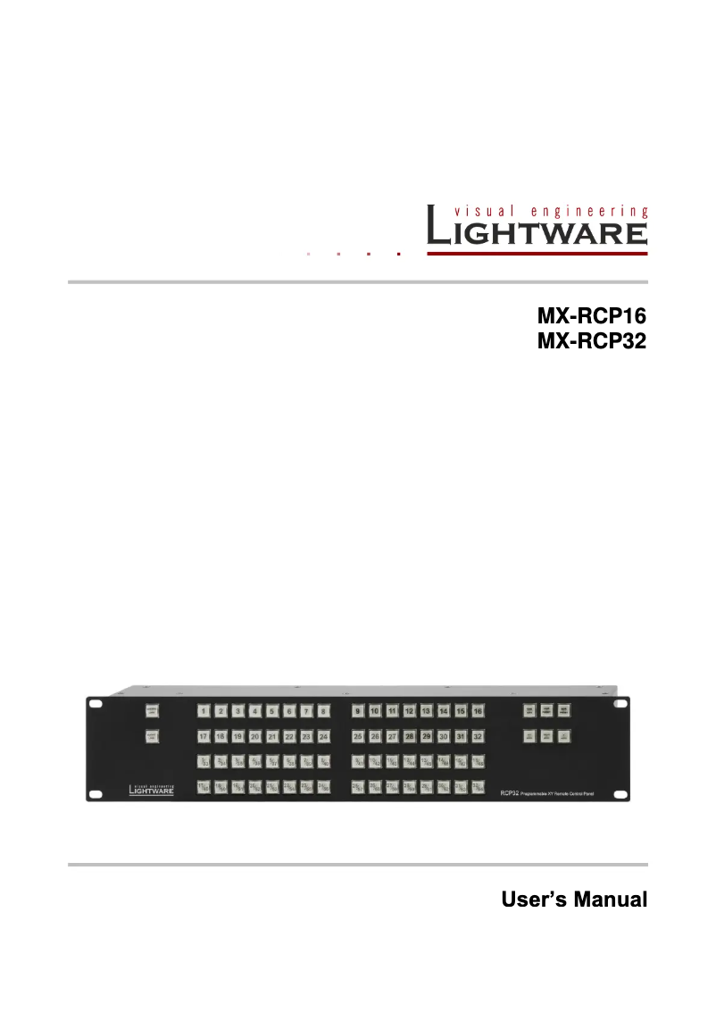 Page n°1 - Manuel utilisateur Lightware MX-RCP32