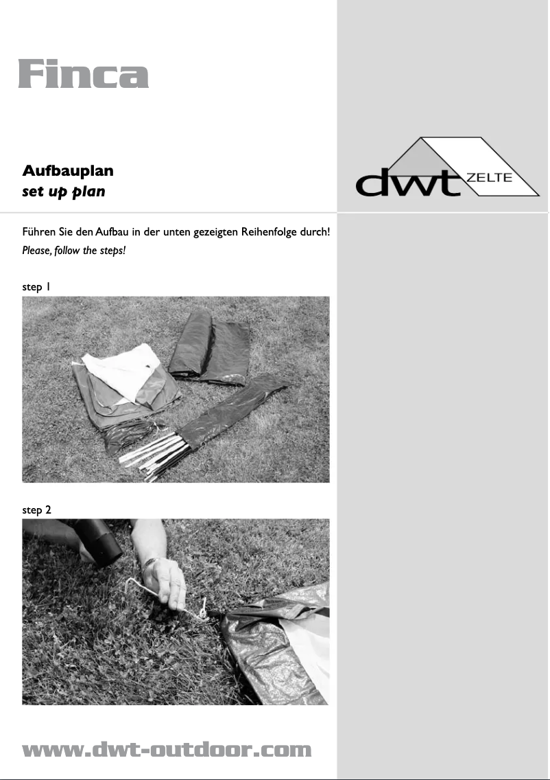 Page 1 de la notice Manuel utilisateur dwt-Zelte Finca