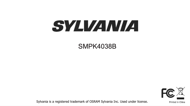 Page n°1 - Manuel utilisateur Sylvania SMPK4038B