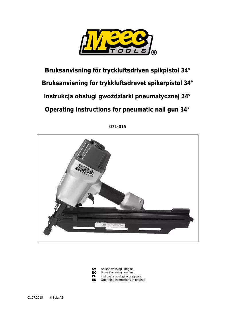 Page n°1 - Manuel utilisateur Meec Tools 071-015