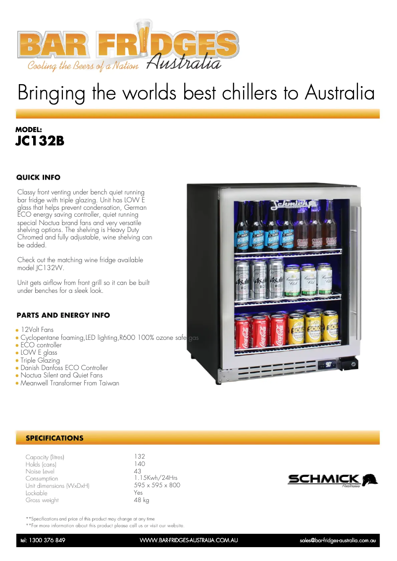 Page n°1 - Fiche technique Schmick JC132B-B