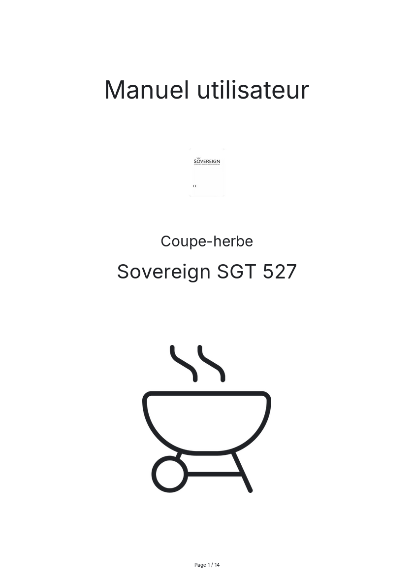 Page n°1 - Manuel utilisateur Sovereign SGT 527