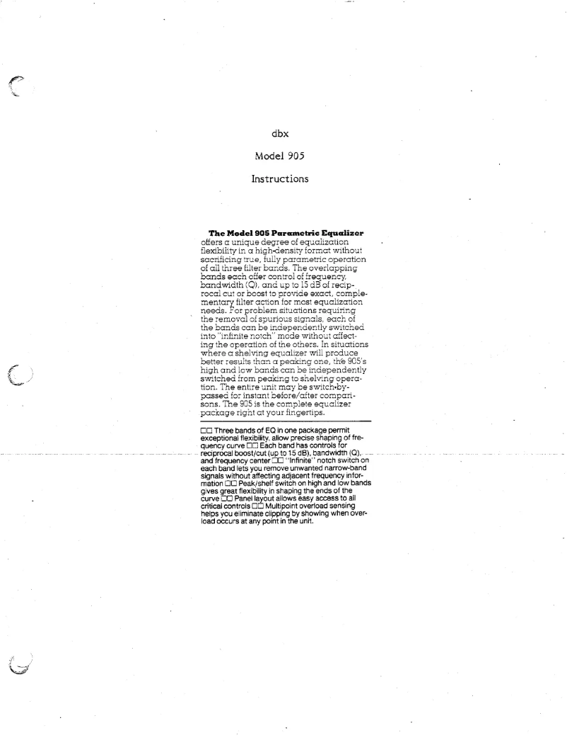 Page n°1 - Manuel utilisateur DBX 905