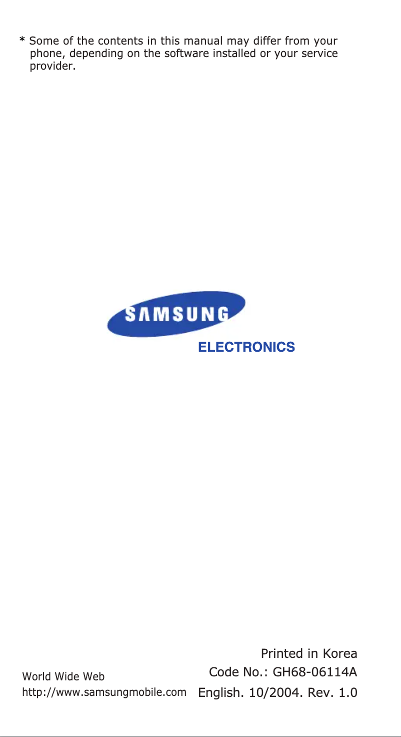 Page 1 de la notice Manuel utilisateur Samsung SGH-C200