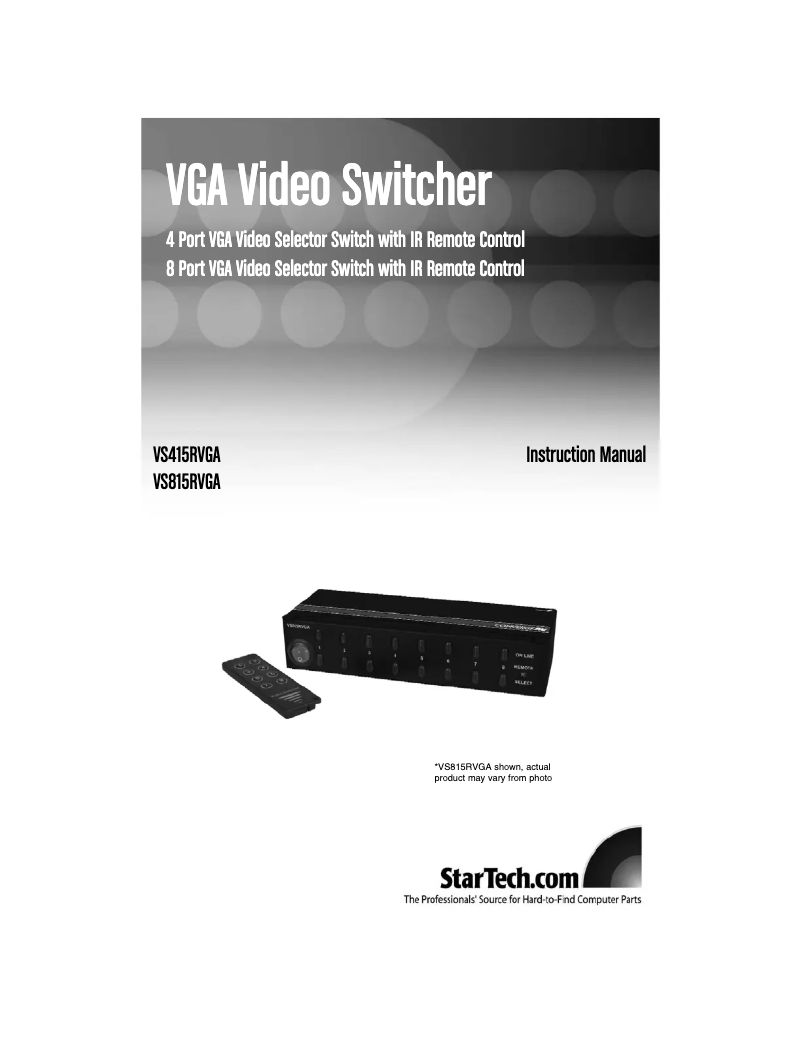 Page n°1 - Manuel utilisateur StarTech.com VS815RVGA