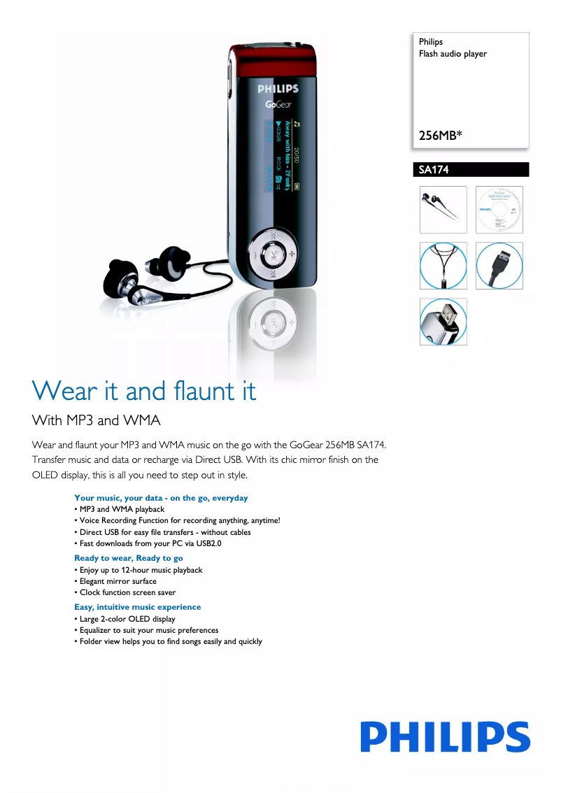 Page 1 de la notice Brochure Philips GoGear SA174