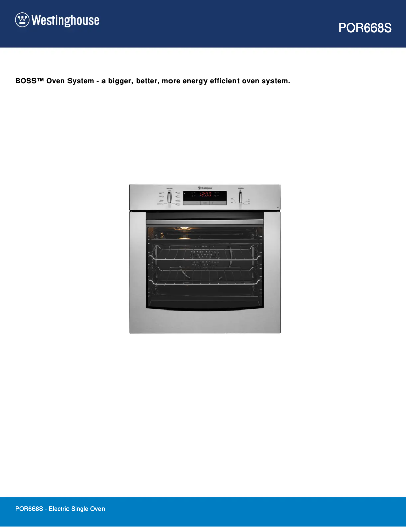 Page 1 de la notice Fiche technique Westinghouse POR668S