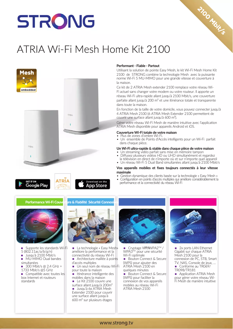 Page 1 de la notice Manuel utilisateur Strong ATRIA Wi-Fi Mesh Home Kit 1200