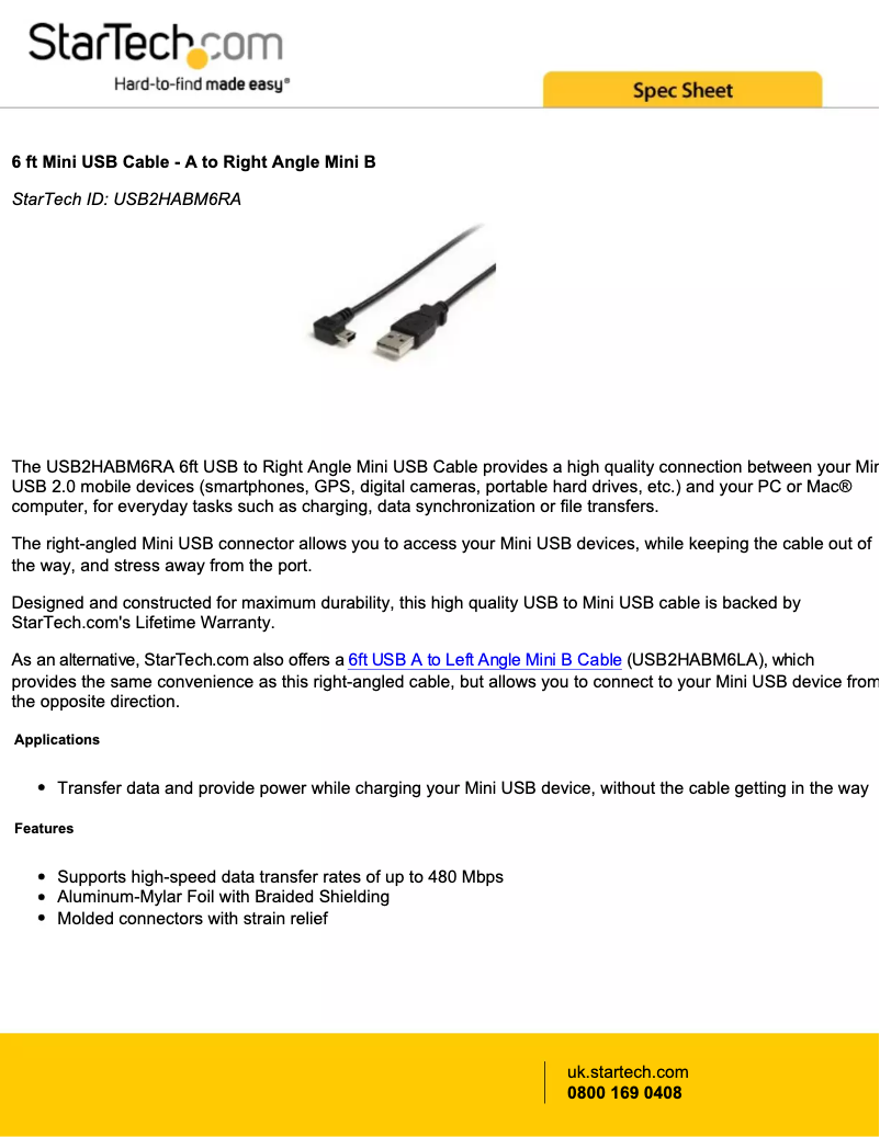 Page n°1 - Manuel utilisateur StarTech.com USB2HABM6RA