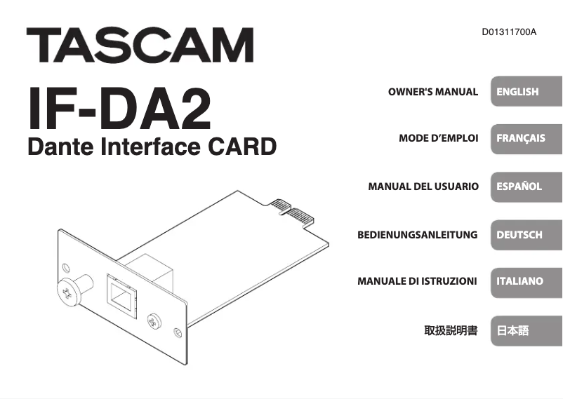 Image de la première page du manuel de l'appareil IF-DA2